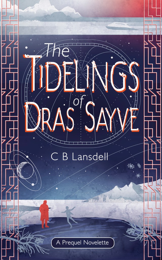 Tide lings of Dras Sayve cover. art deco design. snow.